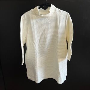 Chico's Cream Textured Long Sleeve Top